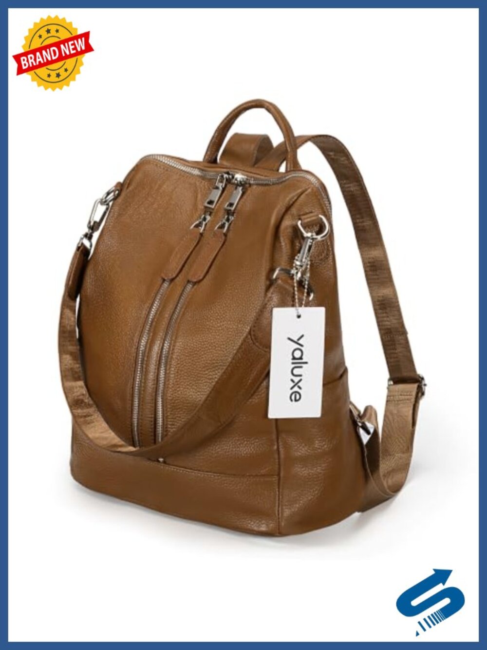 Genuine Leather Convertible Backpack Purse 3-Way Carry Daypack